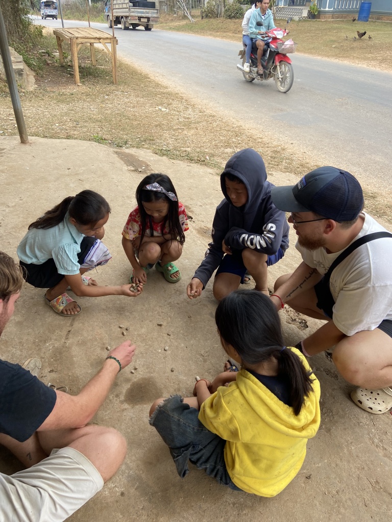 playing games with children in the village